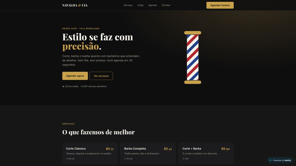 Captura de tela do site Navalha & Cia